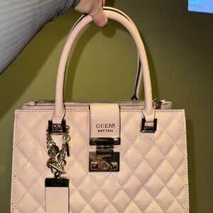GUESS Quilted Top-Handle Satchel in Pale Pink